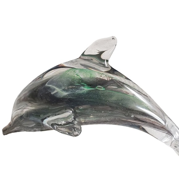 Vintage Blarney Glass Collectables Blown Hand Green Swirl Dolphin‎ Figurine - Picture 3 of 9
